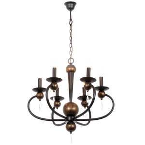 Brightstar Elegant Black and Gold Metal Chandelier - 6 Light