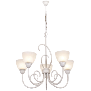Brightstar Elegant French White 5-Light Metal Chandelier with Alabaster Glass