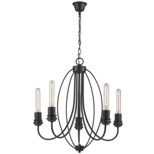 Brightstar Elegant Black Metal Chandelier with Five Lights