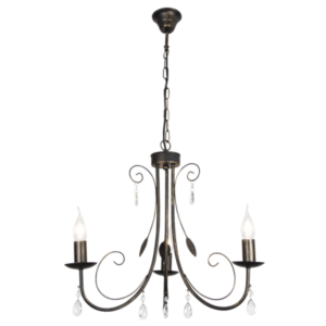 Brightstar Black Metal Chandelier with Clear Acrylic Crystals