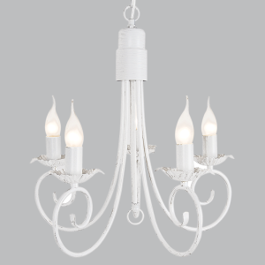 Brightstar Fossil White Metal Chandelier with Five 60W SES Bulbs