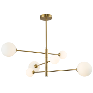 Brightstar Elegant Gold Metal Chandelier with Opal Glass (6-Light)