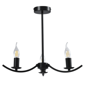 Brightstar Black Metal Chandelier with 3 Lights