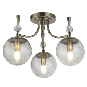 Brightstar Antique Bronze Metal Chandelier with Speckled Glass - 3 Light