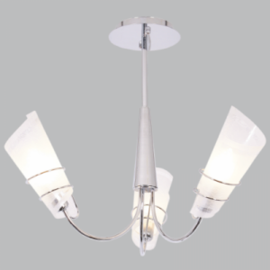 Brightstar Polished Chrome Chandelier with Frosted Glass - 3 Light Design