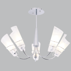 Brightstar Elegant Polished Chrome Chandelier with Frosted Glass - 5 Lights