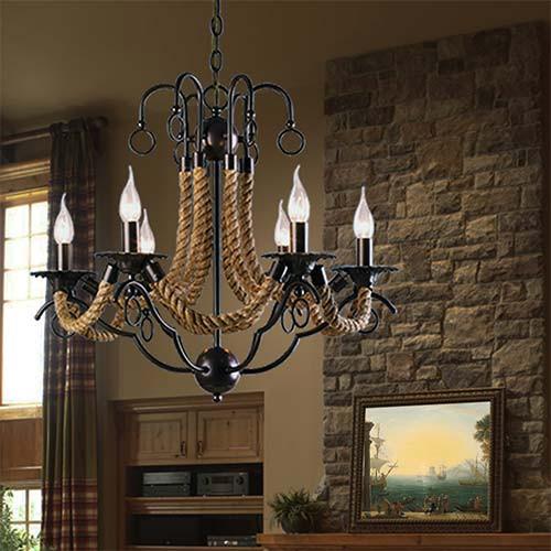 Metal Chandelier With Rope