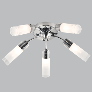 Brightstar Polished Chrome Chandelier with Frosted Glass - 5 Light Design