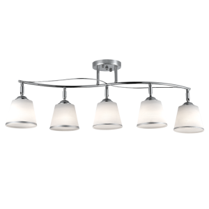Brightstar Elegant Polished Chrome Chandelier with Adjustable Arms and Silver-Trimmed White Glass