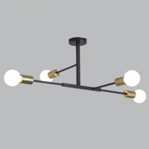 Brightstar Elegant Black and Antique Brass Metal Chandelier (4-Light)