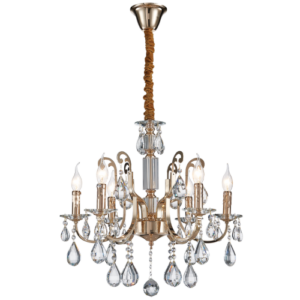 Brightstar Iron, Clear Glass and Crystal Chandelier - 6 Light Fitting (CH511/6)
