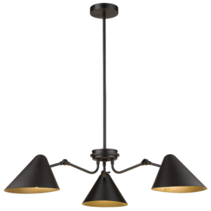 Brightstar Black Metal Chandelier with Adjustable Height and Three Lights