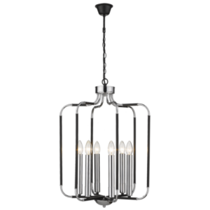 Brightstar Elegant Polished Chrome and Black 6-Light Chandelier