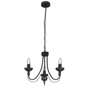 Brightstar Elegant Black Metal Chandelier - 3 Light Fixture
