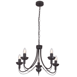 Brightstar Black Metal Chandelier - 5 Light Fitting