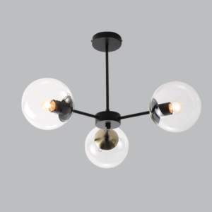 Brightstar Black and Antique Brass Metal Chandelier with Clear Glass (3-Light)
