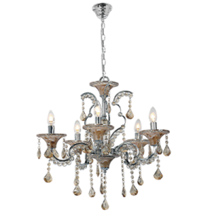 Brightstar Polished Chrome Chandelier with Amber Acrylic Crystals (CH661/5)