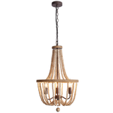 Brightstar Natural Brown Metal, Rope and Wood Bead Chandelier (CH894/3)