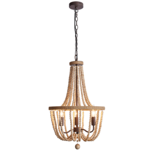 Brightstar Natural Brown Metal, Rope and Wood Bead Chandelier (CH894/3)