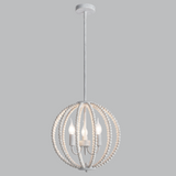 Brightstar White Washed Metal and Wood Bead Chandelier