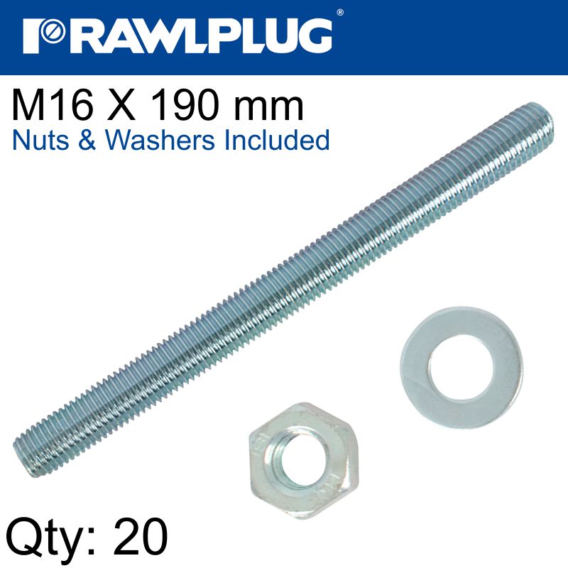 Stud M 16 X 190 X20 Per Box With Nuts And Washers