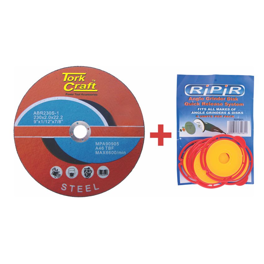 Abrasive 230S-1 (Cutting Disc Steel/Ss 230X2.0X22.22X4) + Rip001