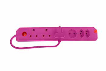 Multiplug  6Way 3X16A 2X5A 1Xsch Pink