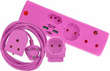Combopack Pink 3M Lead+Usb Schucko Adap