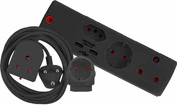 Combopack Black 3M Lead+Usb Schucko Adap