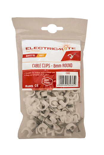 Cable Saddle Round  8Mm P/100  E/Mate