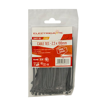 Cable Ties E/Mate Black 100X2.5Mm P/100