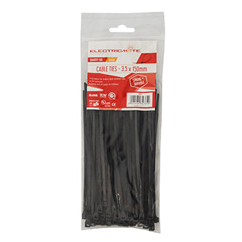 Cable Ties E/Mate Black 150X3.5Mm P/100