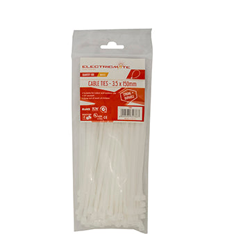 Cable Ties E/Mate White 150X3.5Mm P/100