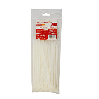 Cable Ties E/Mate White 190X4.7Mm P/100