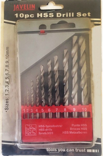 Drill Bit Set Hss 10Pce Plastic Case