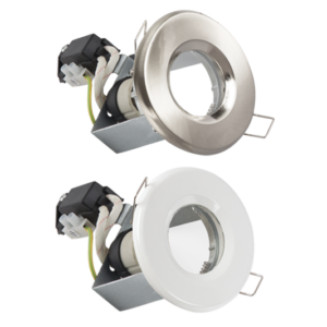 Brightstar DL023 Splashproof Downlighter with Clear Bevelled Glass - Satin Chrome/White