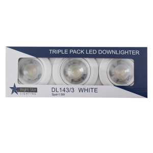 Brightstar Triple Pack White Tilt LED Downlights with Polycarbonate Cover