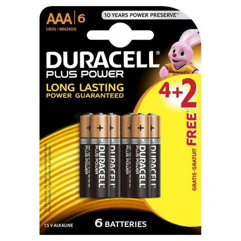 Duracell Battery Plus Pwr Aaa4 +2Free 10Crd