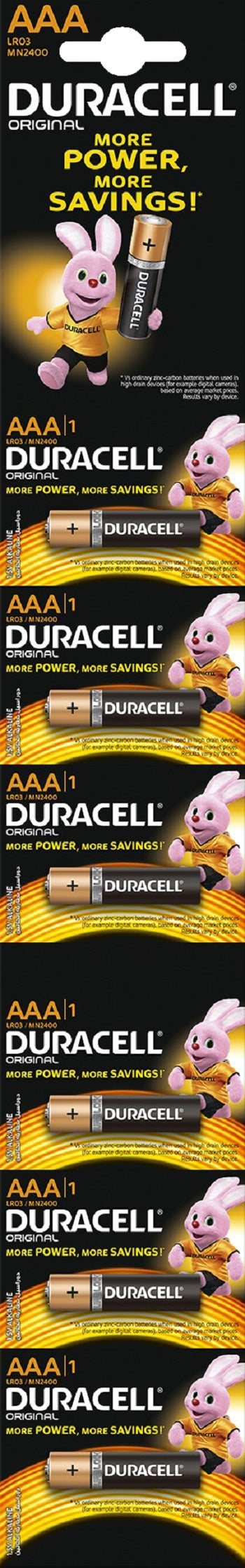Batteries Duracell Strips 6X1 Aaa Box/20