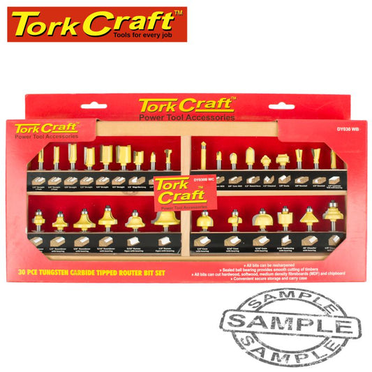 Router Bit Set 30Pc Wooden Case Clear Window 1/4 Shank Various Profile