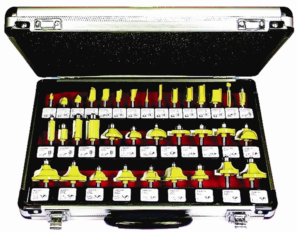 Router Bit Set 35Pc Aluminium Case 1/4 Shank
