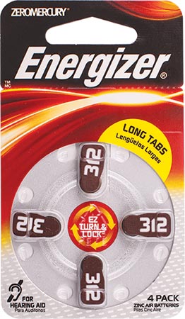 Energizer Hearing Aid Battery Az312 Brown 4 Pack (Moq 6)