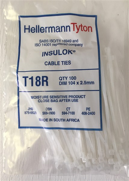 C900Le Ties White 104Mm*2.5Mm Pack 100 T18R