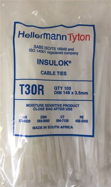 C900Le Ties White 150Mm*3.5Mm Pack 100 T30R
