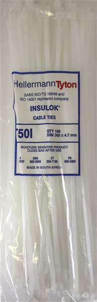 C900Le Ties White 305Mm*4.7Mm Pack 100 T50I