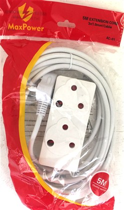 Extension Cord White  5Mtx10Mp (2X3 Pin) Ext005