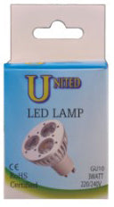 Globe Downlight Led Blk 3W Cool/W 230V Gu10 230Lm 30000H