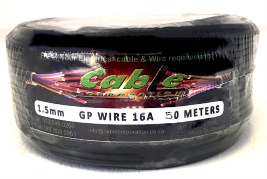 Wire Housewire Prepack  Black 1.5Mm X 50Met