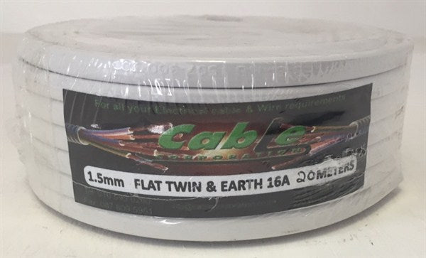Wire Flat Twin Prepack White 2+E 1.5Mm X 20Met