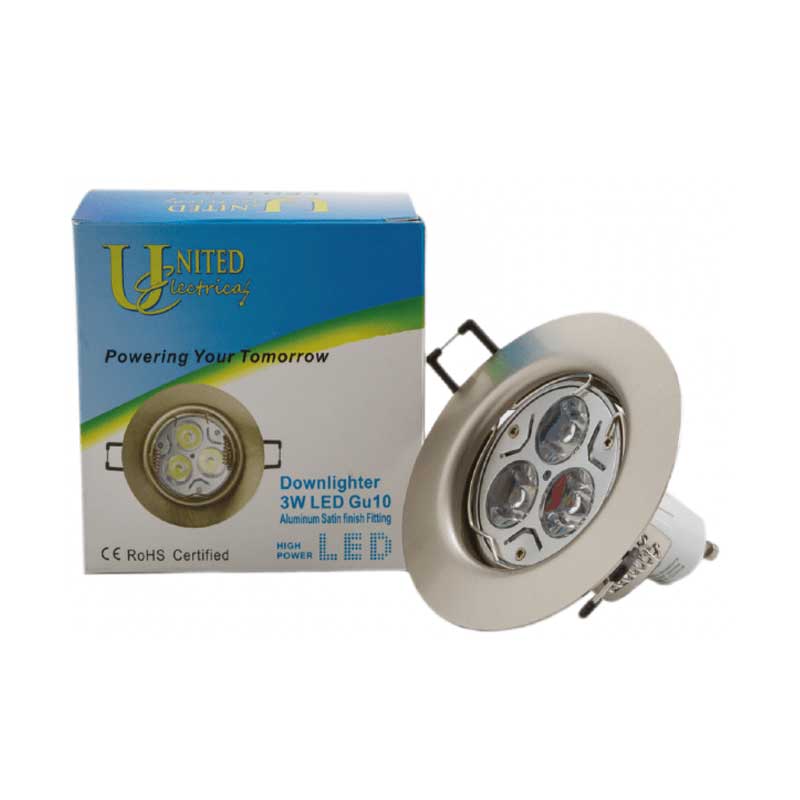 Globe Downlight Led Gu10 Cool/W 4W Silver Flange 30000H Sati